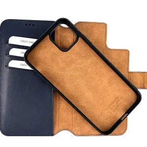 Premium Leather 2 in 1 Wallet Phone Case for iPhone 11 Pro Max, Dark Blue