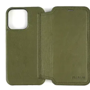 Premium Leather Wallet Phone Case for iPhone 13 Pro , Green