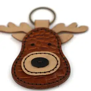 Handcrafted Natural Leather Key Rings Coffee Deer