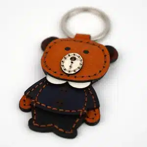 Handcrafted Natural Leather Key Rings Bear-Shaped